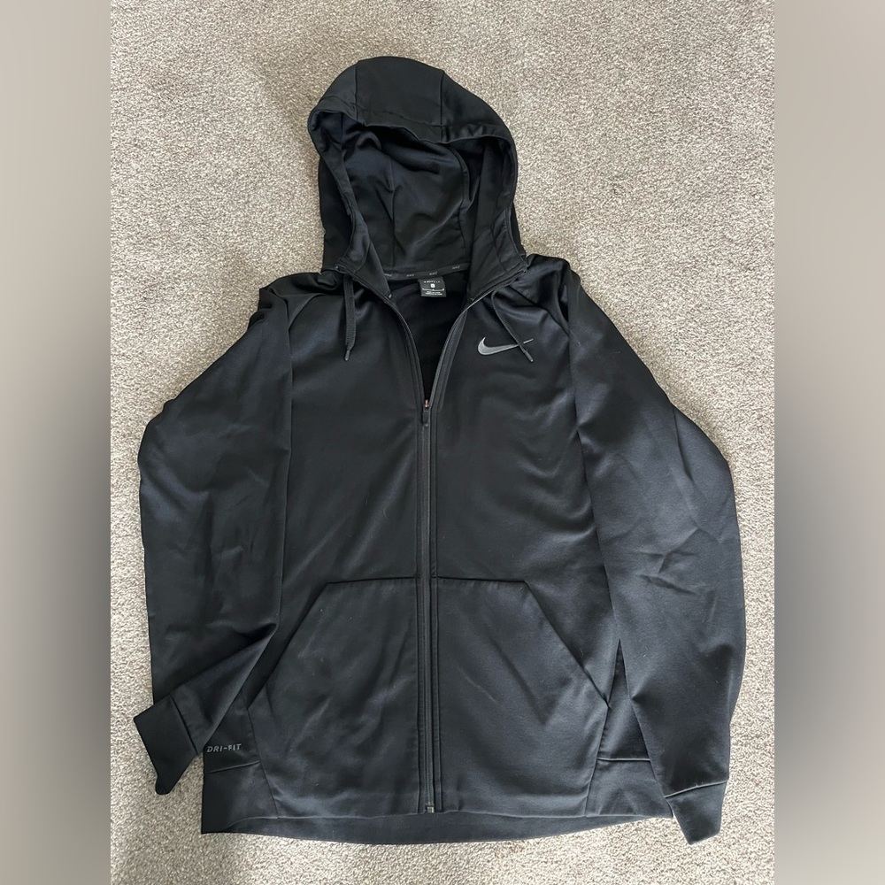 Large black Nike zip up hoodie dri fit